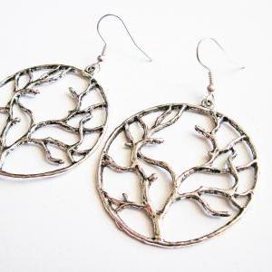 Tree Of Life Earrings, Antique Silver Tree Of Life..