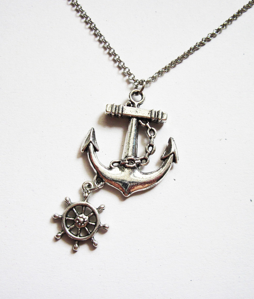 Anchor Necklace, Nautical Jewelry, Sea Necklace, Beach Jewelry, Silver Anchor Necklace, Anchor Necklace Jewelry, Anchor Pendant, Rudder