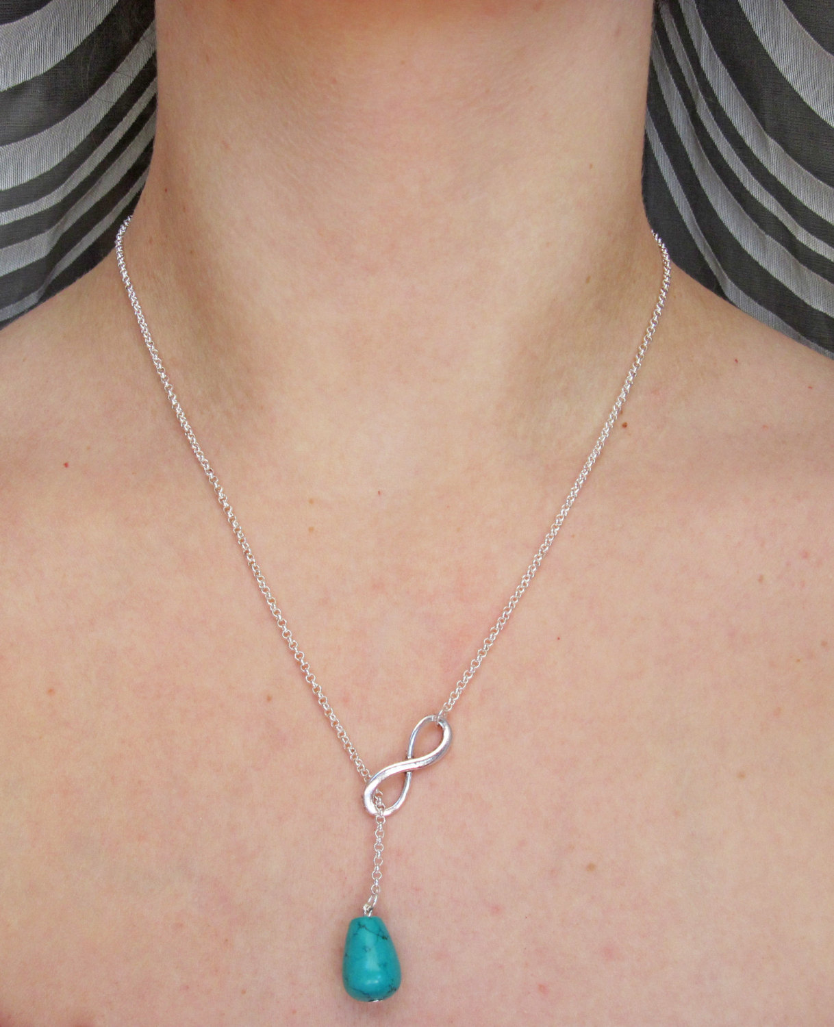 Turquoise Necklace, Lariat Necklace, Infinity Necklace, Turquoise Jewelry, Y Necklace, Infinity Jewelry, Turquoise Infinity Necklace
