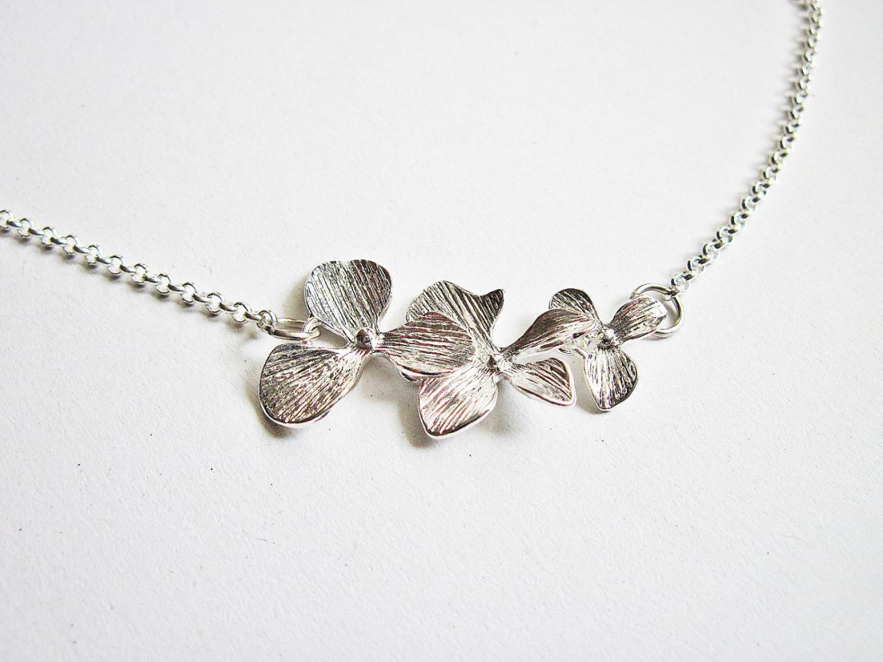 Orchid Flower Necklace, Dangling Orchids Flowers, Floral Necklace, Flower Necklace, Flower Jewelry, Floral Jewelry, Bridesmaid Necklace