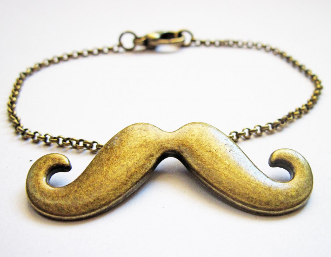 Mustache Bracelet, Moustache Bracelet, Lovely Stache Charm Bracelet, Metal, Chain Bracelet, Whimsical, Super Mario Bros Inspired, Funny