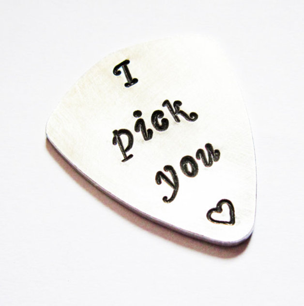 Personalized Guitar Pick, I Pick You, Handstamped Plectrum, Engraved Gift, Mens Fashion, Guitar Player